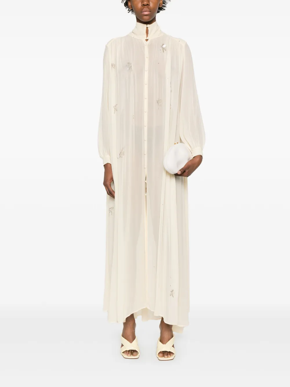 Forte Forte Jurk verfraaid met kristallen - Beige