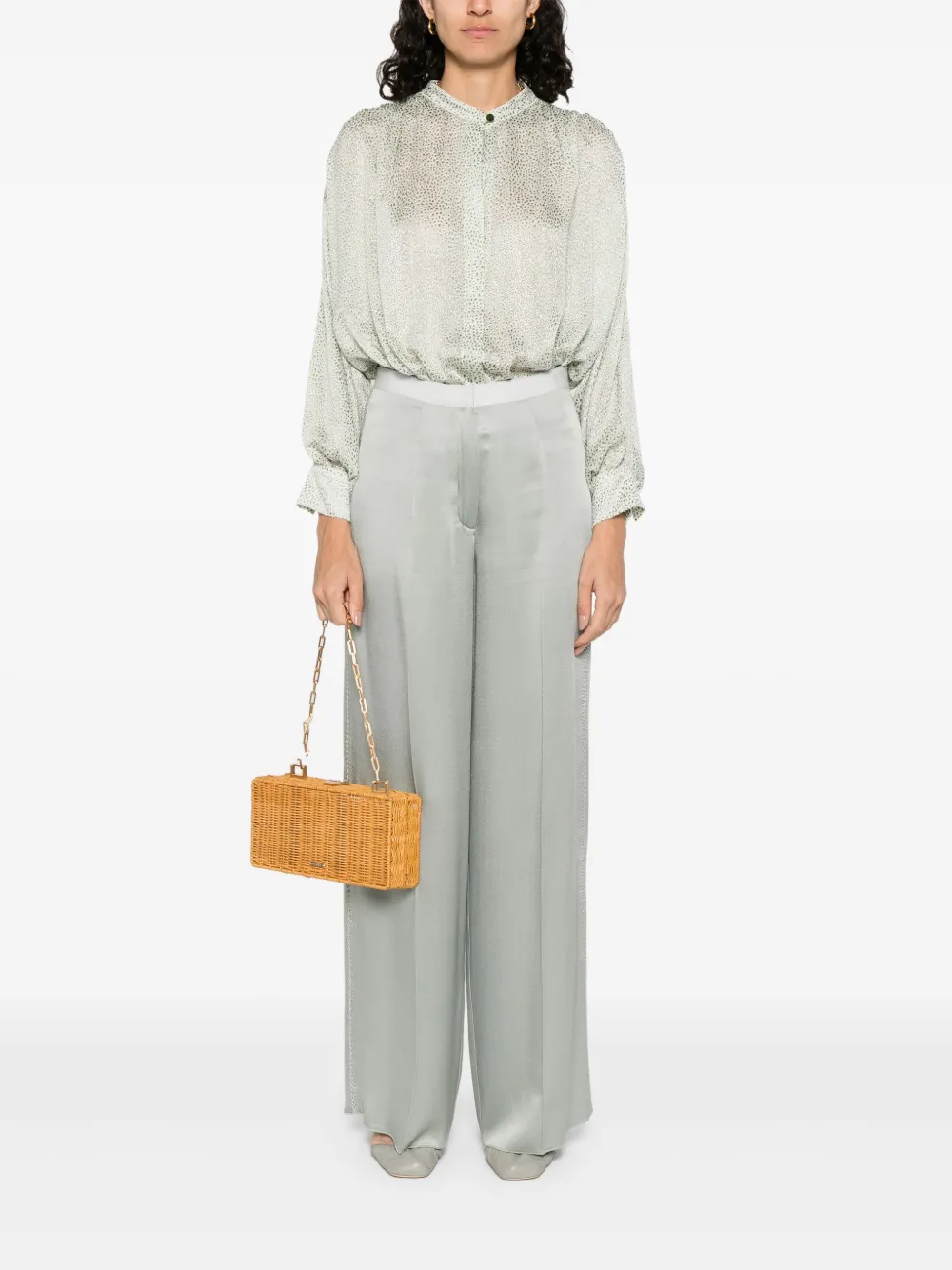 Forte Broek met satijnen afwerking Grijs