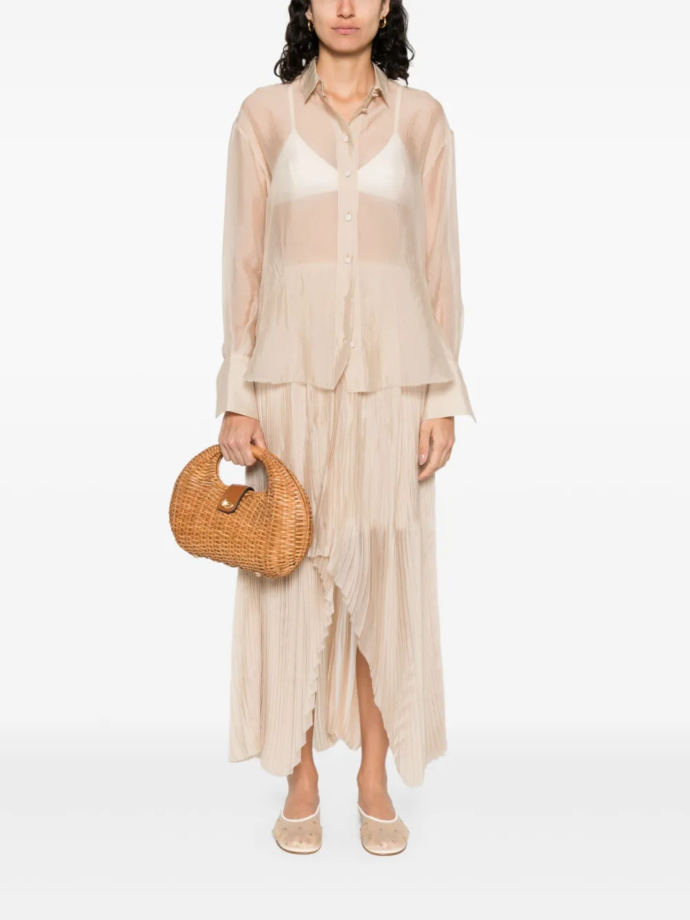 Forte Doorzichtig blouse Beige