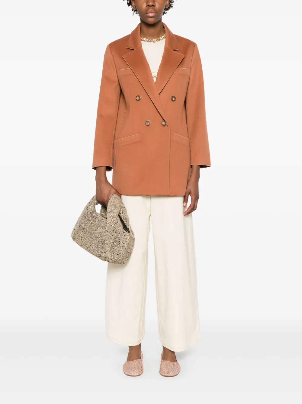 Forte Blazer met dubbele rij knopen Oranje