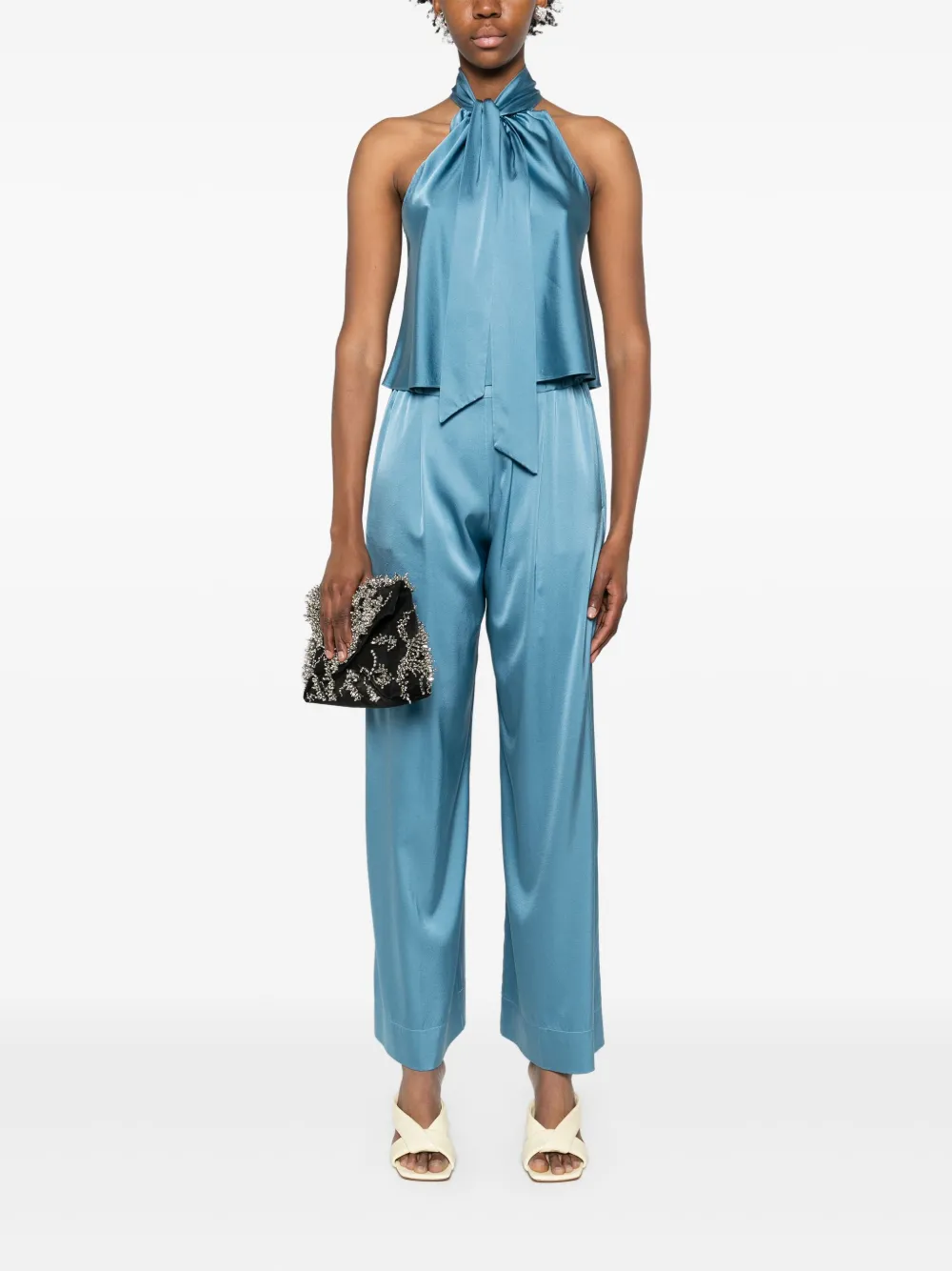 Forte Pantalon met elastische taille Blauw