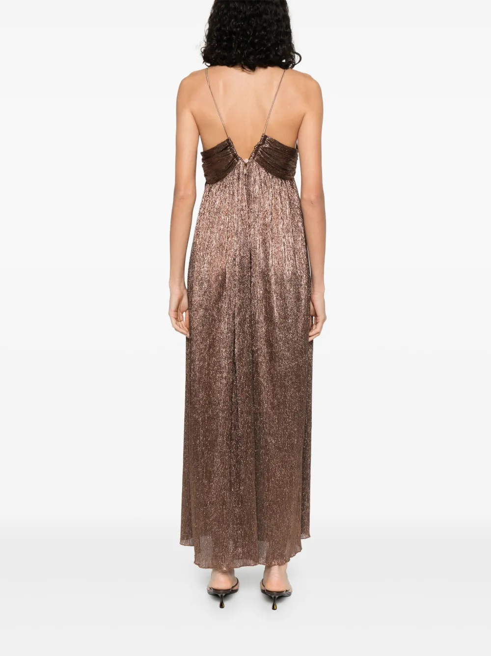 Forte Jurk met lurex detail Bruin