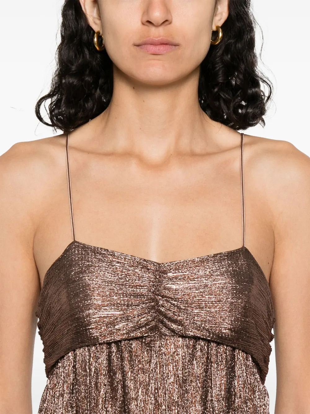 Forte Jurk met lurex detail Bruin