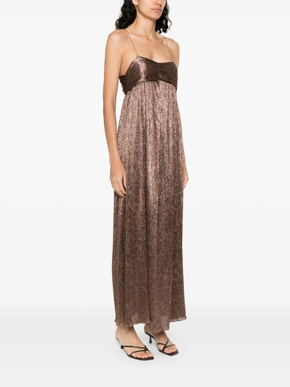 Forte Jurk met lurex detail Bruin