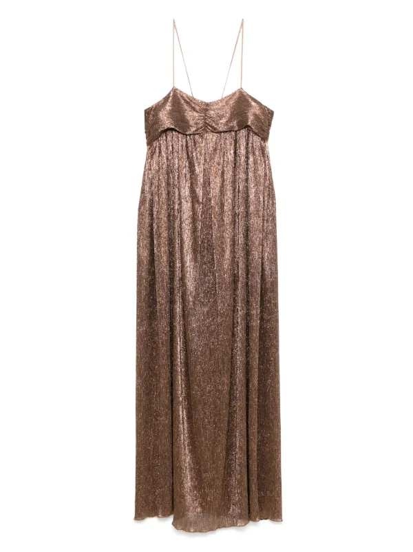brown lurex dress Nirmooha Brown Lurex Overlapping Draped Dress – Nykaa Fashion main image 0