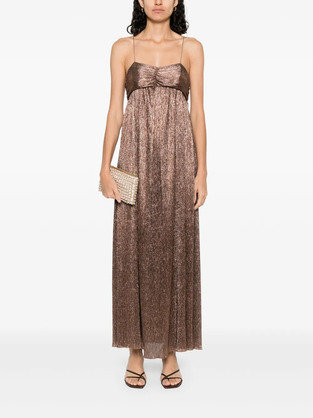 Forte Forte Jurk met lurex detail - Bruin