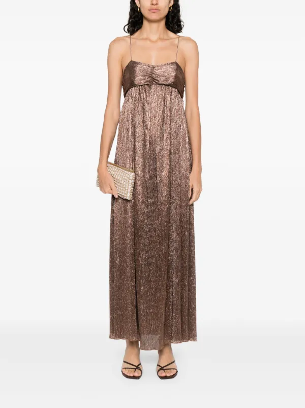 pleated lurex midi dress by forte forte Forte Forte lurex-detail Dress | Brown