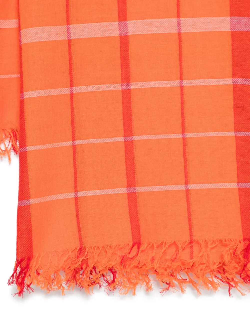 Issey Miyake Orange Plaid Stole Scarf