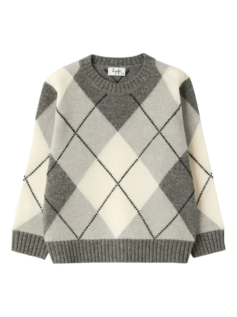 Il Gufo diamond-pattern wool sweater | Grey | Image 1