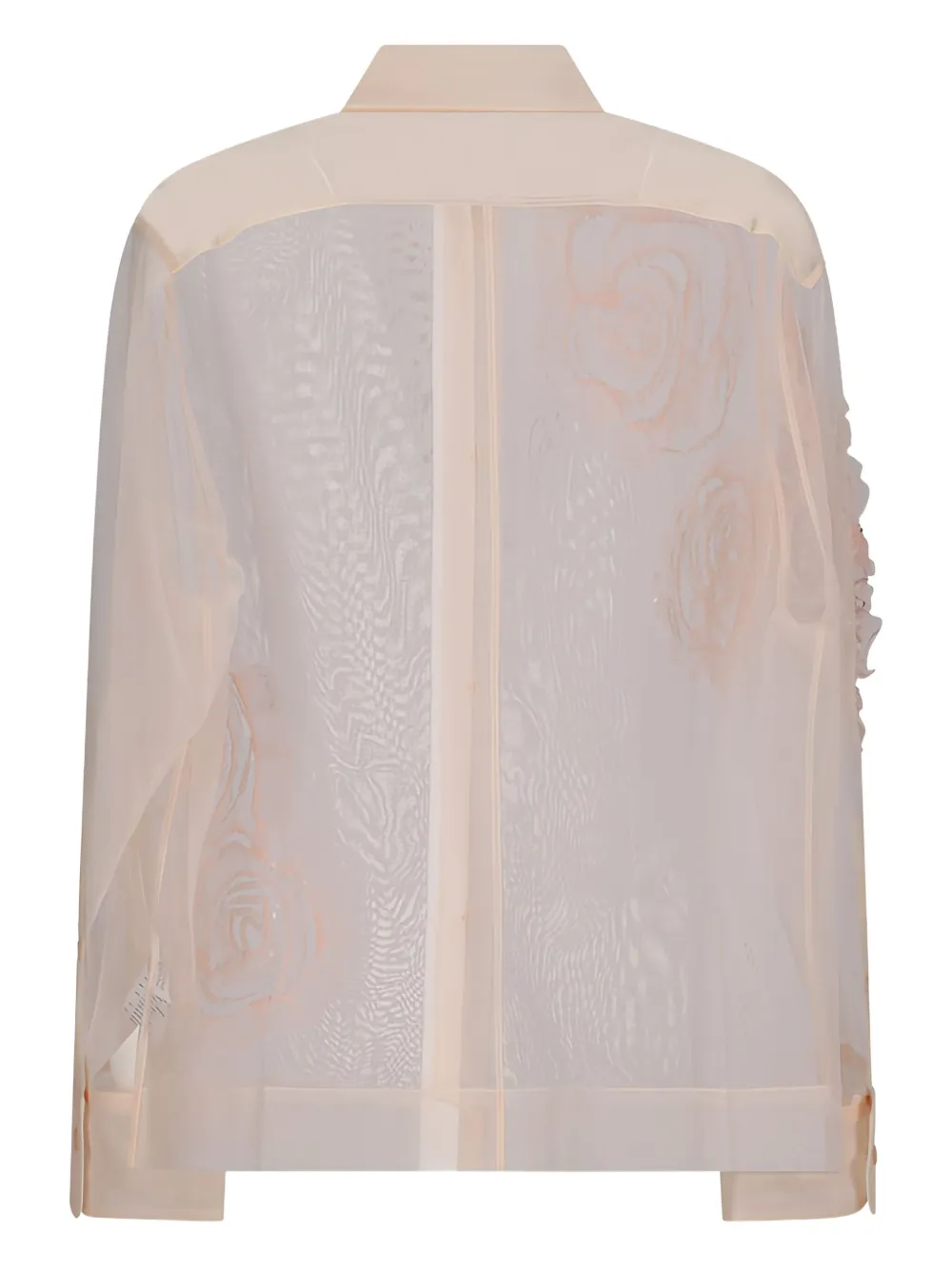 DES PHEMMES rose-embellished tulle shirt - Beige