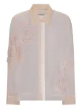 DES PHEMMES rose-embellished tulle shirt - Neutrals