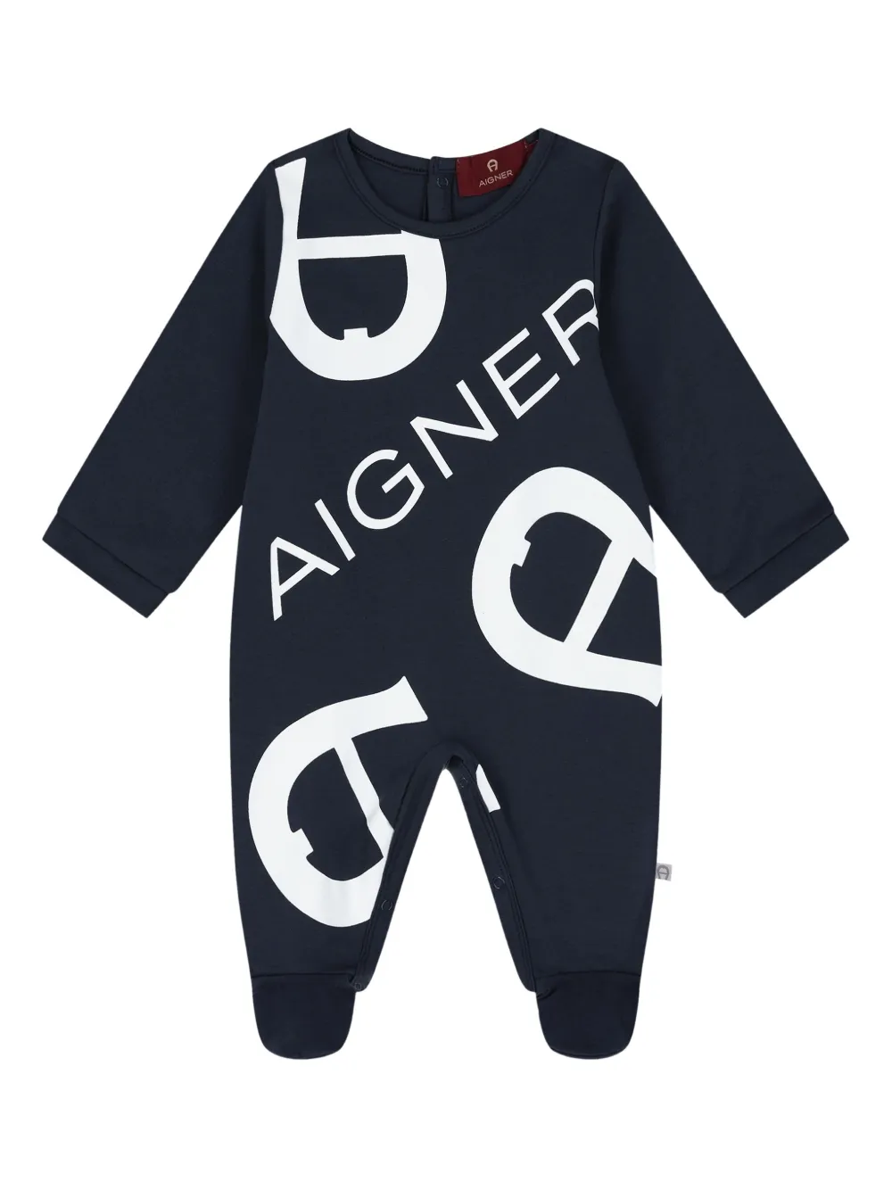Aigner Kids Romper met logoprint Blauw