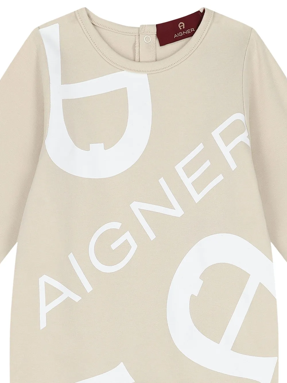 Aigner Kids Romper met logoprint en lange mouwen Beige