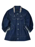 Simone Rocha rhinestone-collar denim jacket - Blue