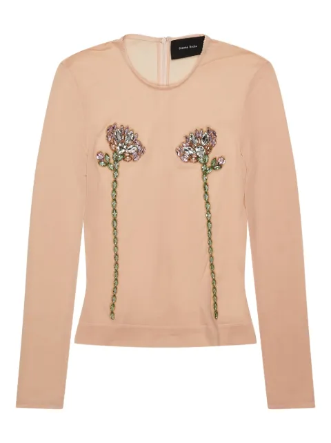 Simone Rocha floral-embellished long-sleeve top