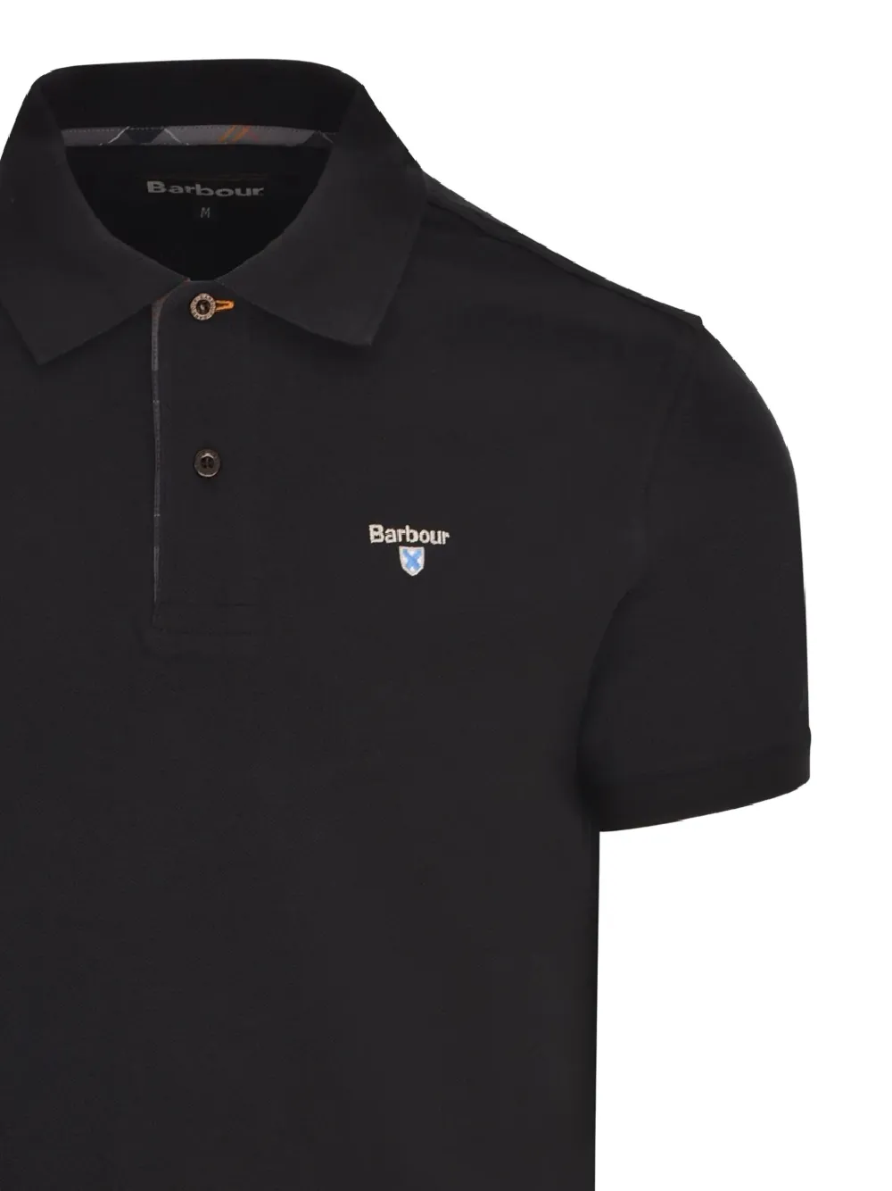 Barbour Piqué poloshirt met tartan ruit Zwart