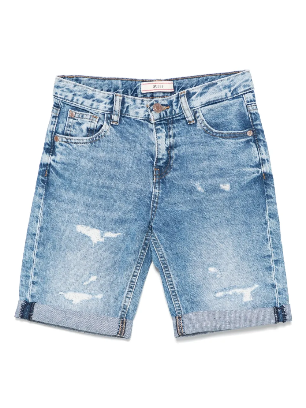 Guess kids Spijkershorts met logopatch Blauw