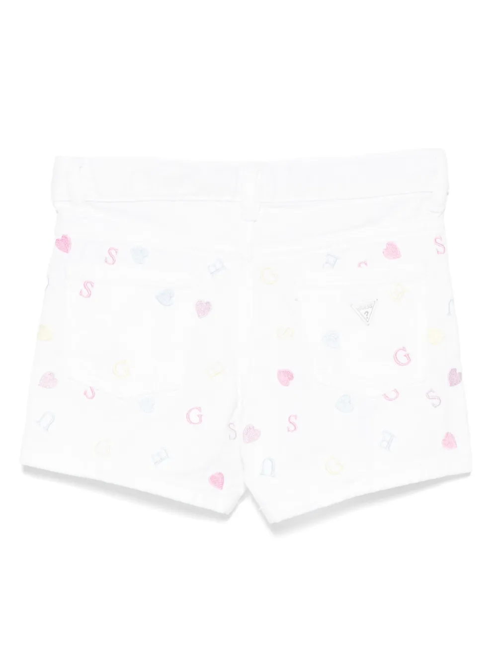 guess kids embroidered denim shorts | Girls Smart Shorts | Image 2
