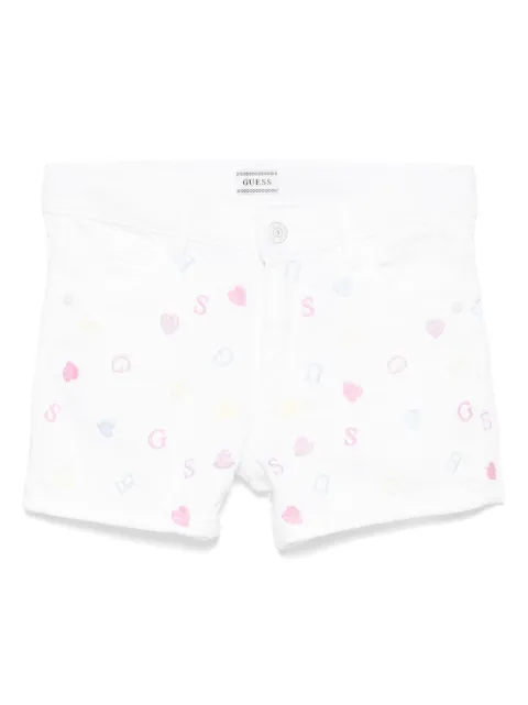 guess kids embroidered denim shorts