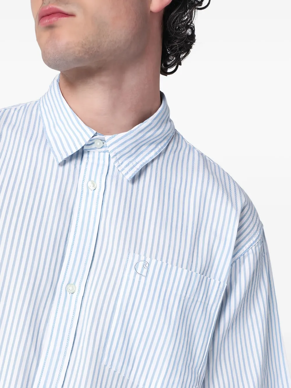 Carhartt WIP Gestreept katoenen overhemd Blauw