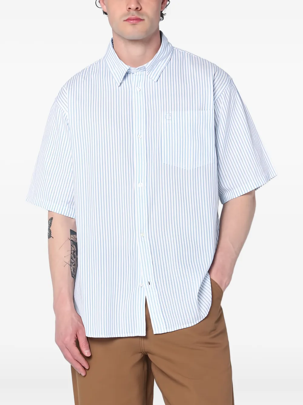 Carhartt WIP Gestreept katoenen overhemd Blauw
