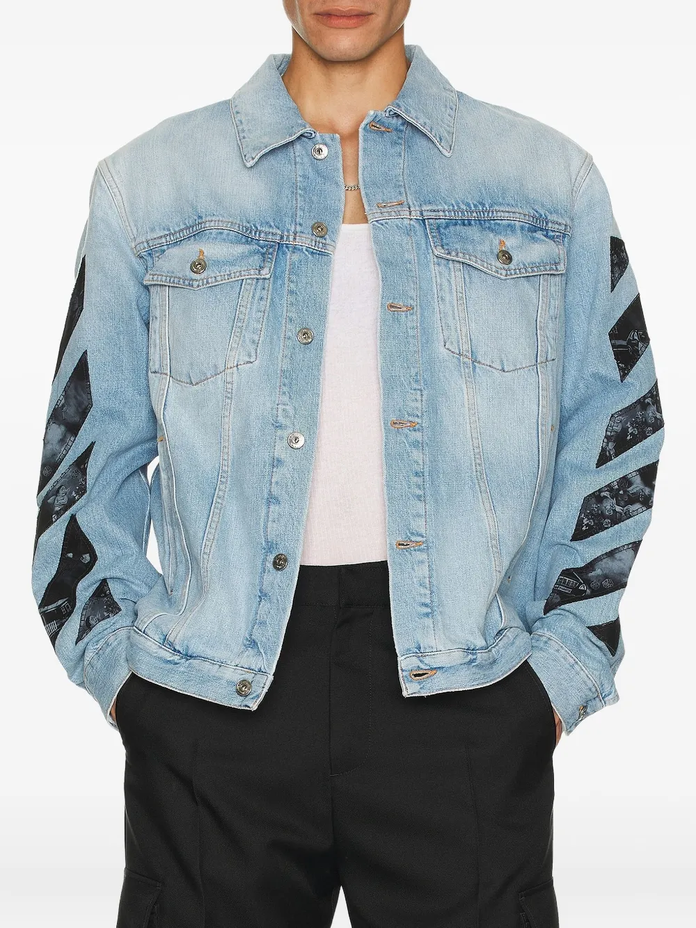 Off-white Blue Fresco Diag Arrow Skate Denim Jacket