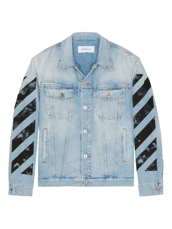 ジャケット Off-White SS23 Printed denim jacket (OWYE027S23DEN003 4000) Off White Men's Denim Jacket Back Flower OWYE023S21DEN003