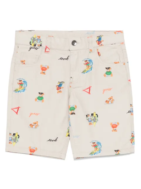 guess kids illustration-style print shorts