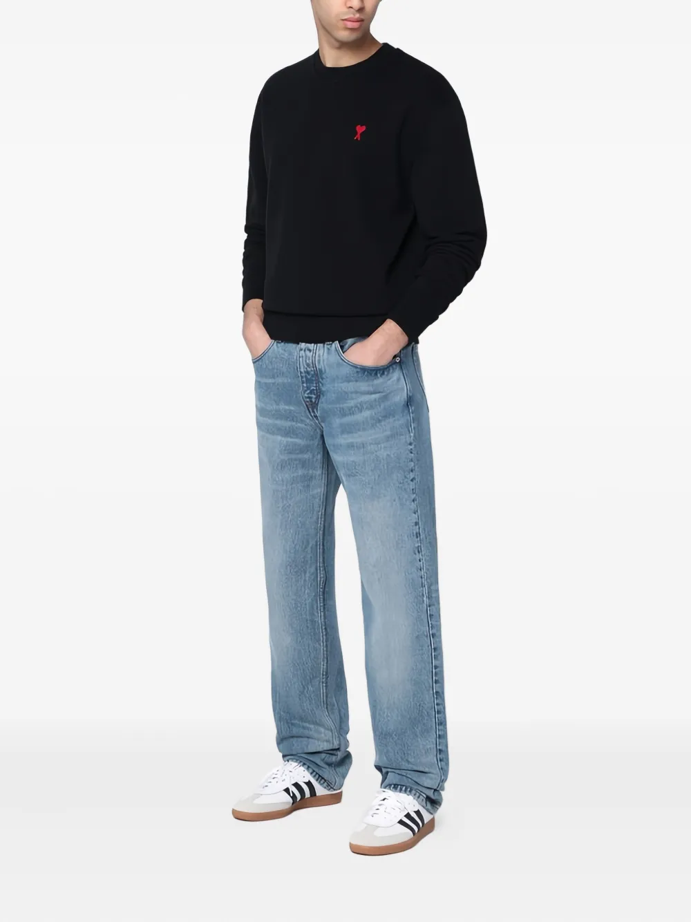 AMI Paris Sweater met Ami-de-Coeur-patroon - Zwart