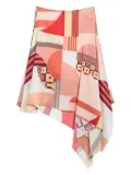FENDI asymmetric graphic-print skirt - Orange