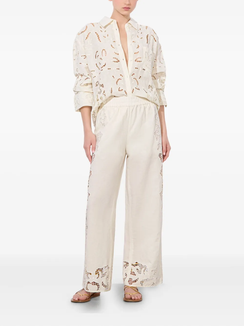 Alice And Olivia Finely Eyelet Oversized Button-front Shirt