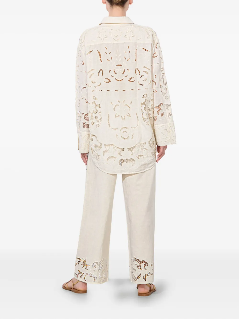 Alice And Olivia Finely Eyelet Oversized Button-front Shirt