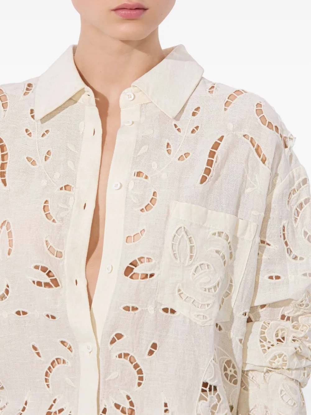Alice And Olivia Finely Eyelet Oversized Button-front Shirt