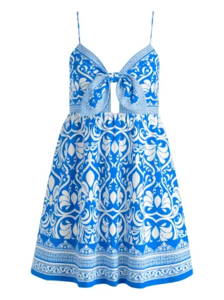 Alice + Olivia Melvina Gathered Babydoll Dress | Blue | FARFETCH Alice + Olivia Melvina Gathered Babydoll Dress | Blue | FARFETCH