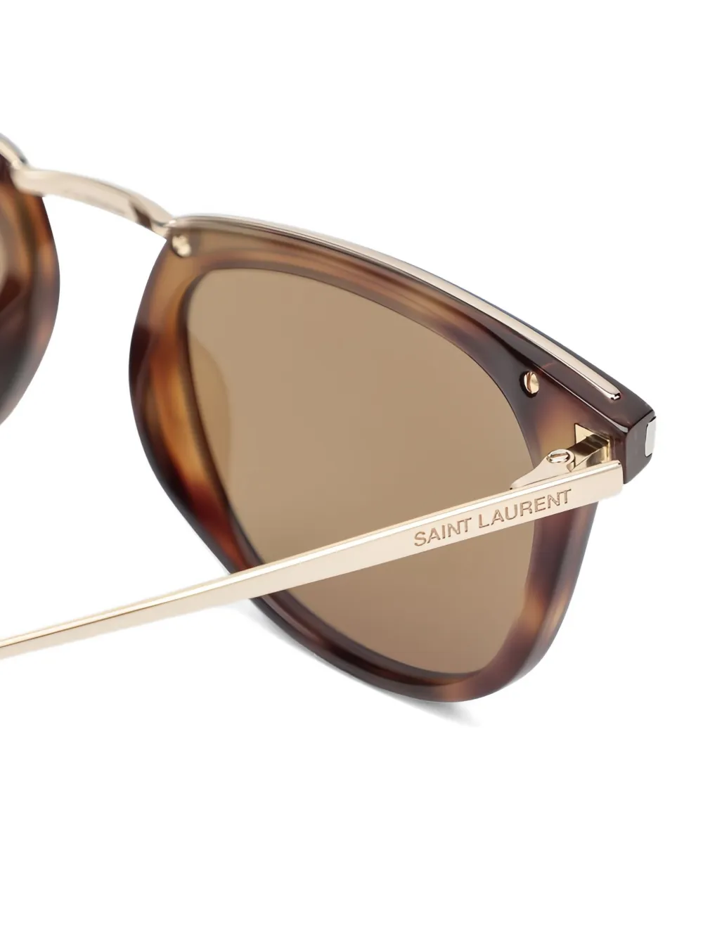 Saint Laurent Eyewear Zonnebril met schildpadschild-design Bruin