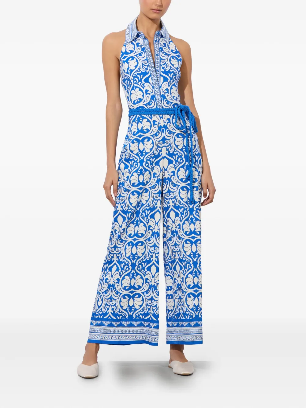 Alice + olivia floral-print halterneck jumpsuit - Blauw