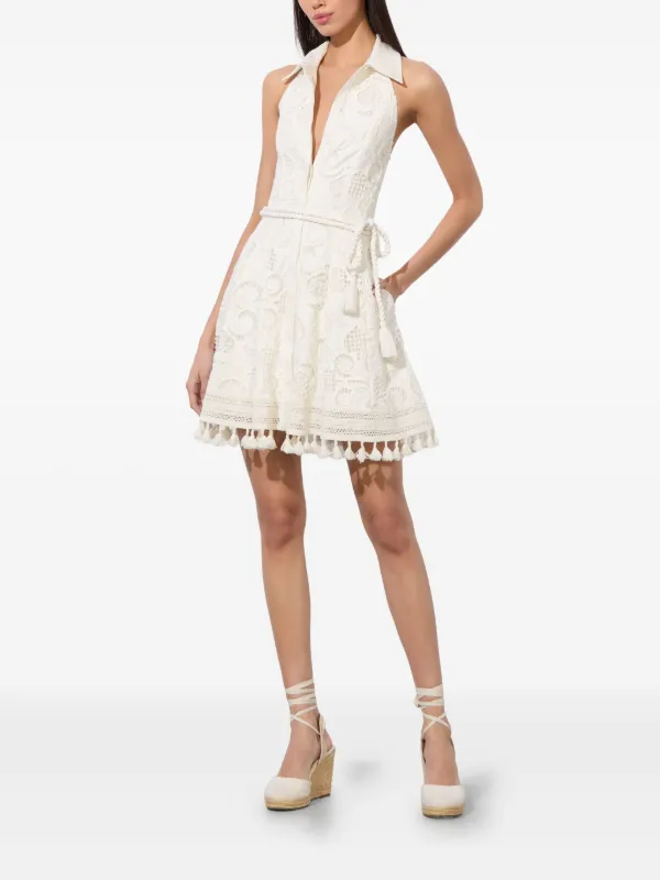 【Alice+Olivia】アリスアンドオリビア LUCY ミニシャツドレス Alice + Olivia Lucy ミニシャツドレス | ホワイト | FARFETCH JP