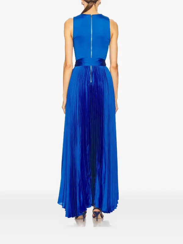 Alice + Olivia Chara Sleeveless Pleated Maxi Dress - True Blue