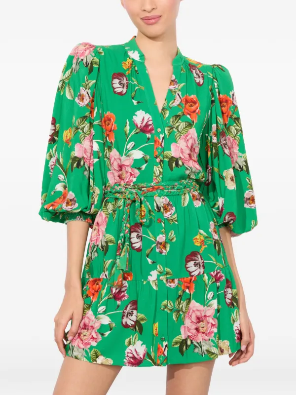 【Alice+Olivia】アリス&オリビア ANTONETTE ミニドレス Antonette Mini Dress In Hamptons Floral Large | Alice + Olivia