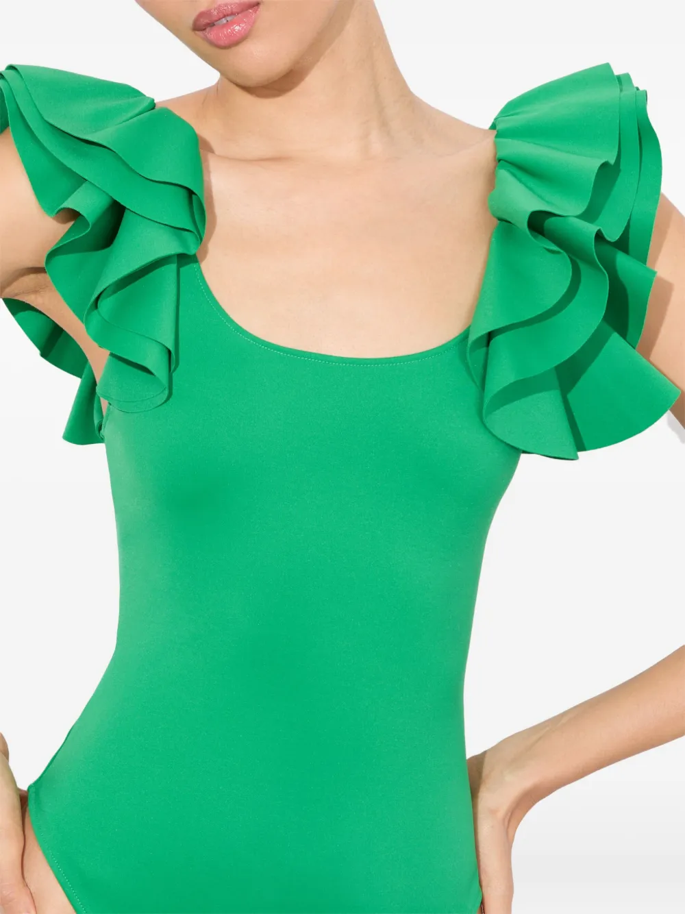 Alice And Olivia Tawny Ruffle Sleeve Bodysuit