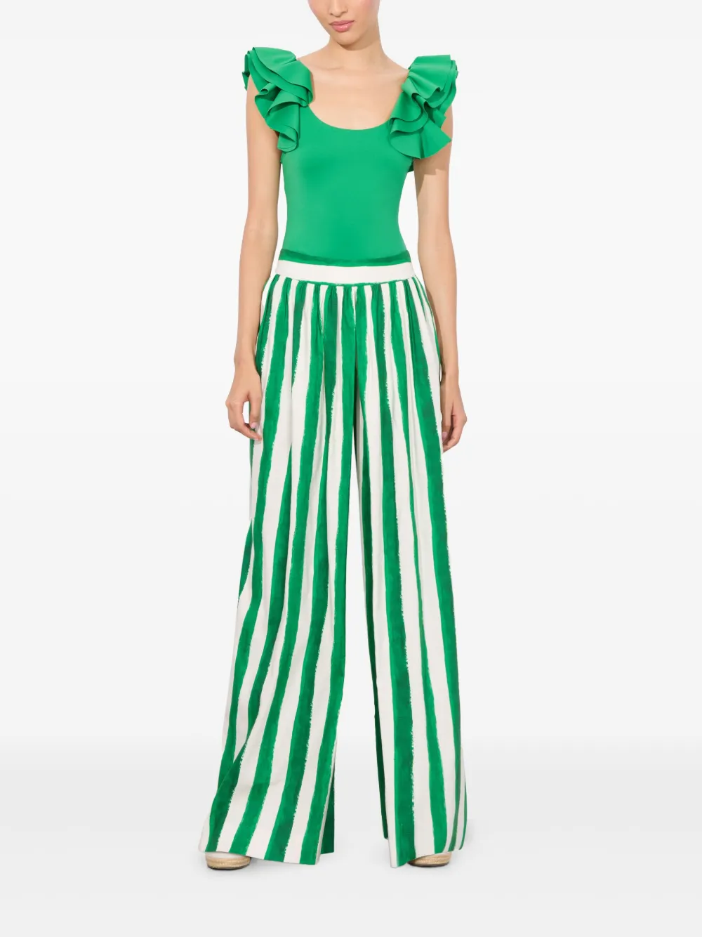 Alice And Olivia Tawny Ruffle Sleeve Bodysuit