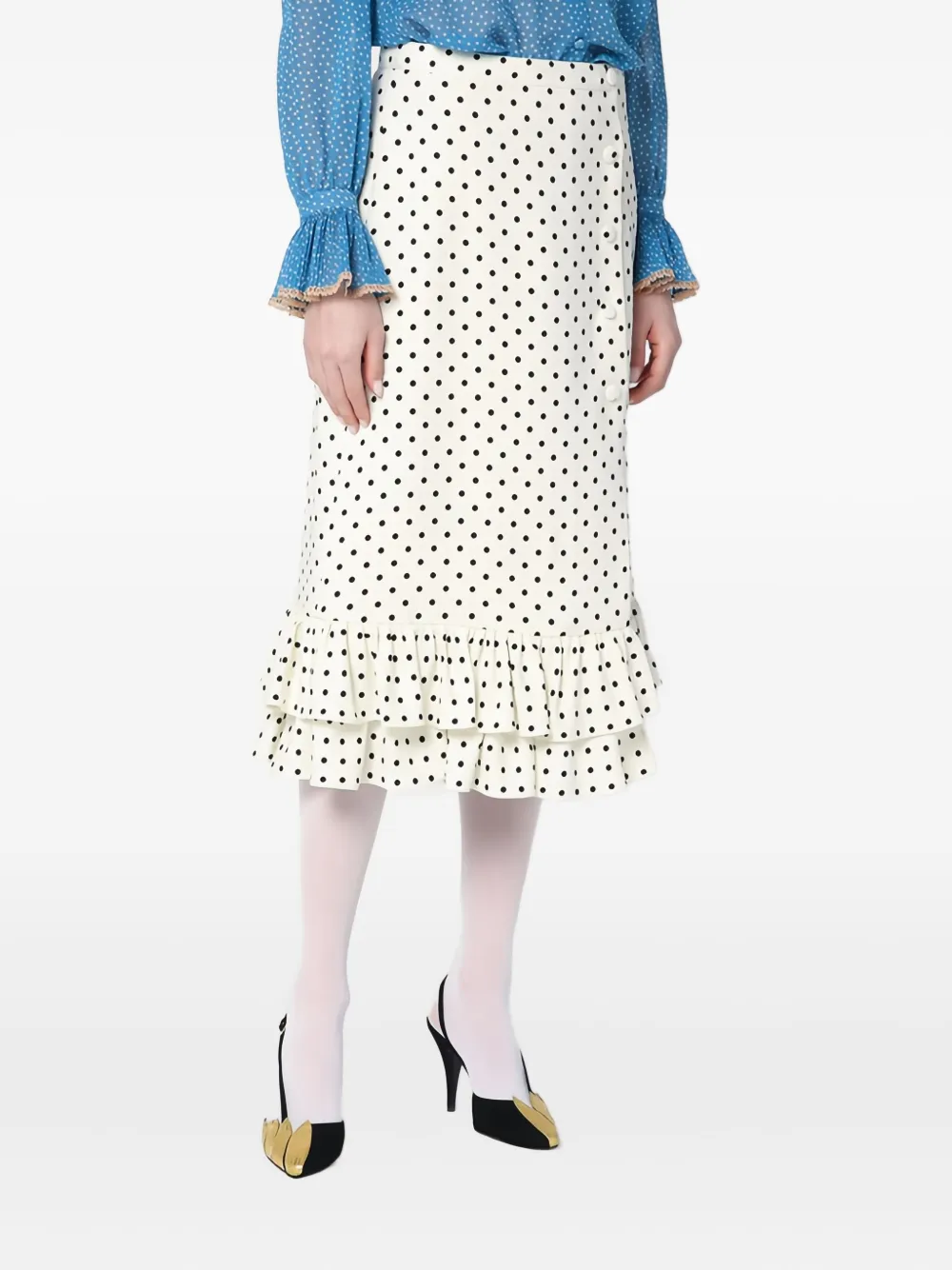 Valentino Garavani Midi-rok met stippen Wit