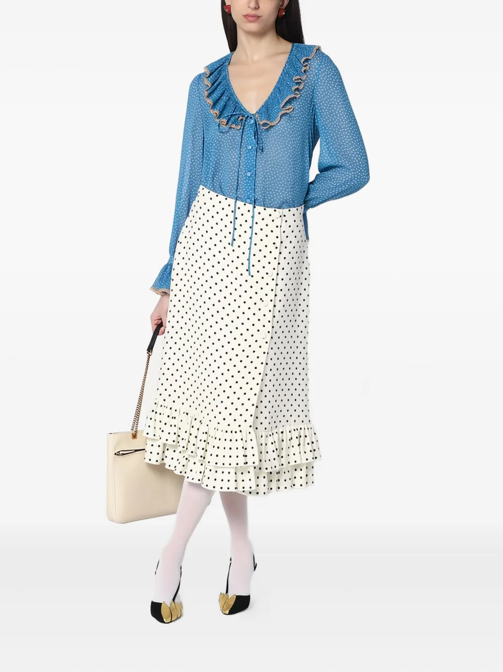 Valentino Garavani Midi-rok met stippen Wit