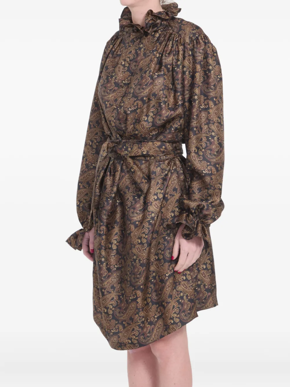 Saint Laurent Jurk met paisley-print Bruin