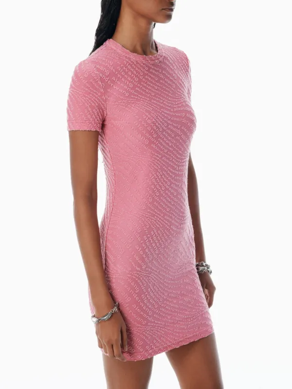Alexander Wang short-sleeve logo-embossed Dress | Pink | FARFETCH EG