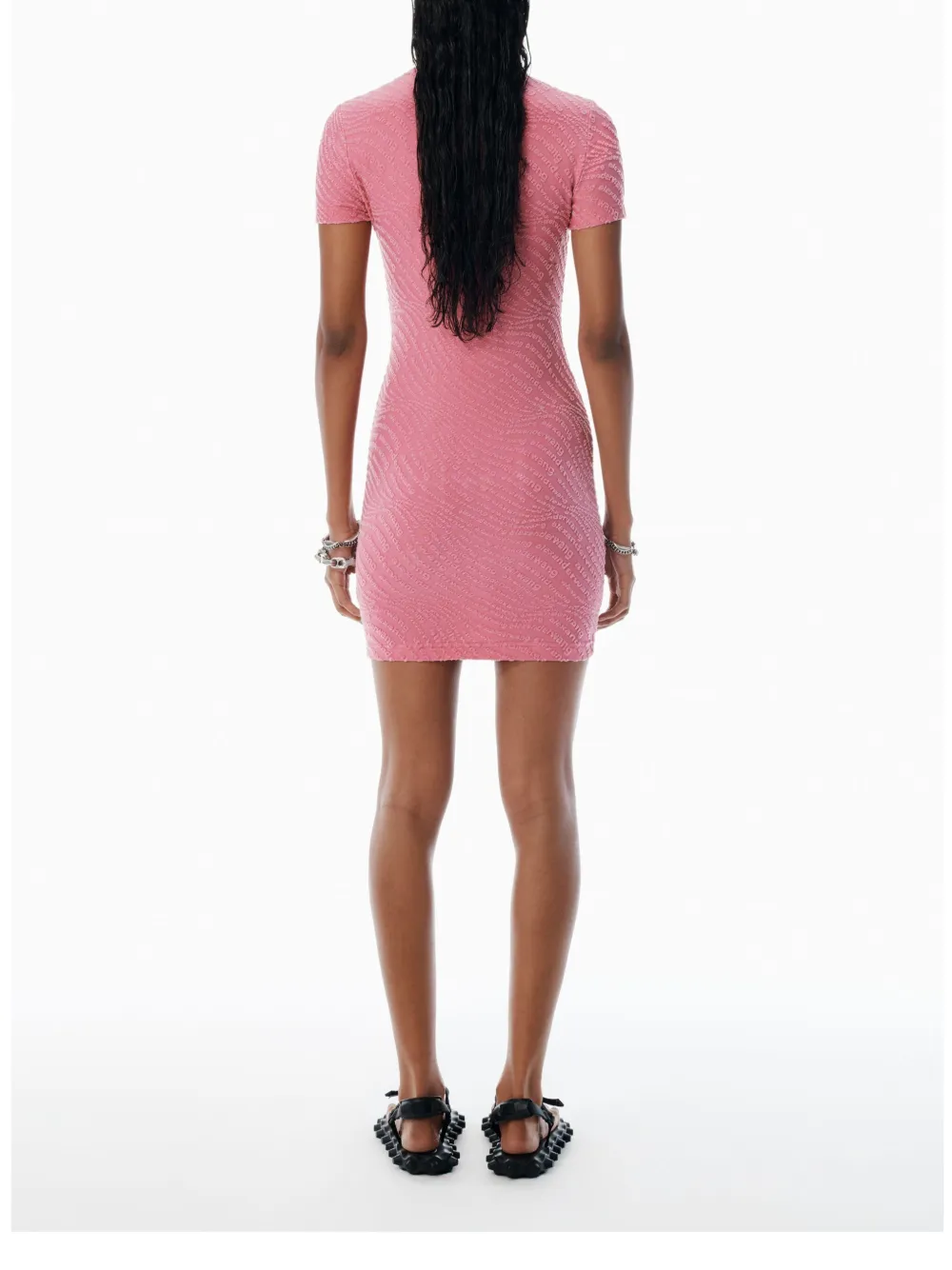 Alexander Wang Jurk met korte mouwen en logo-reliëf Roze