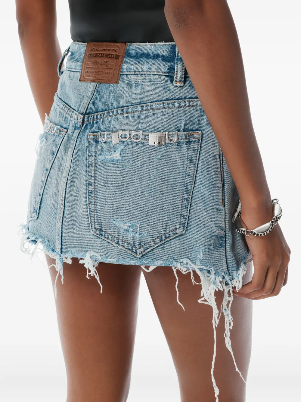 Alexander Wang Gerafelde denim shorts Blauw