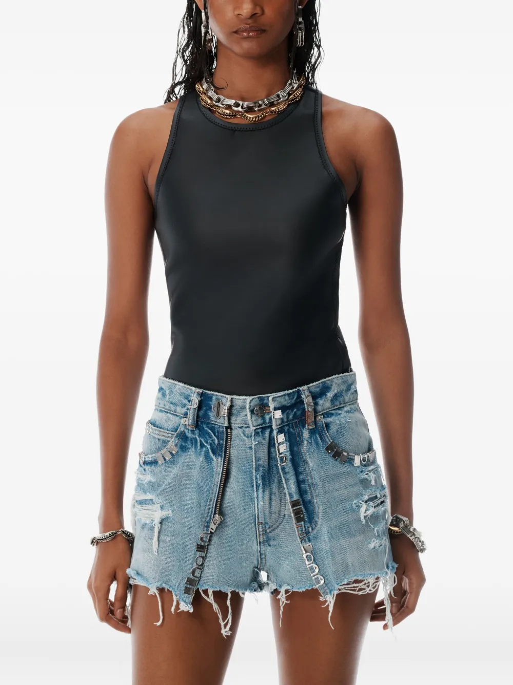 Alexander Wang Gerafelde denim shorts Blauw