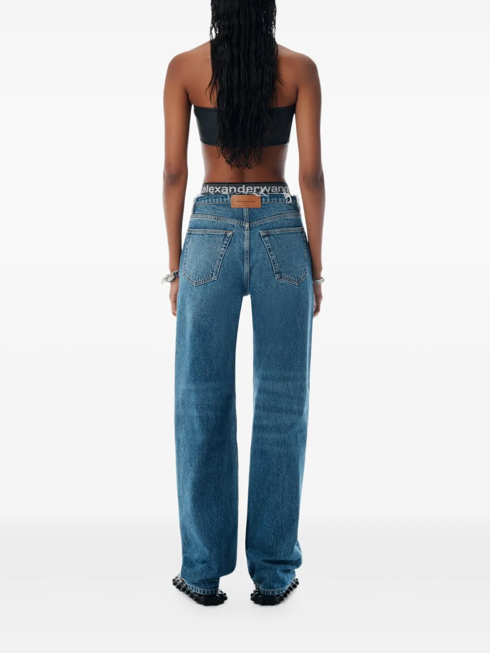 Alexander Wang Jeans met logoband Blauw