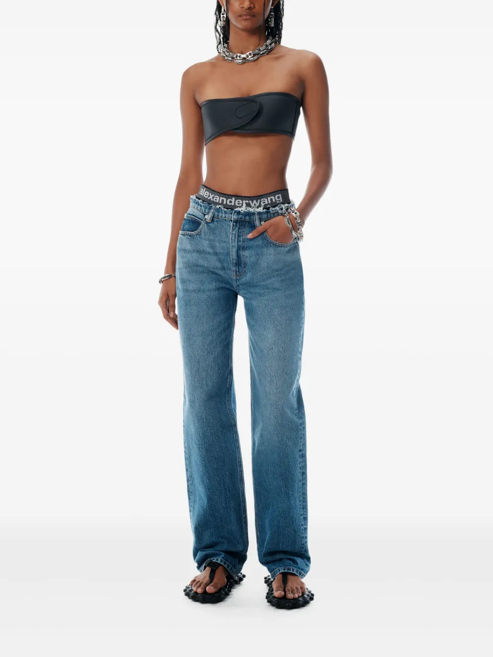 Alexander Wang Jeans met logoband Blauw
